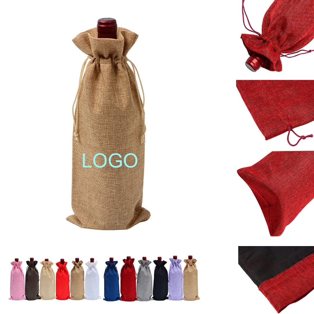 Burlap Wine Gift Bags With Drawstrings 3