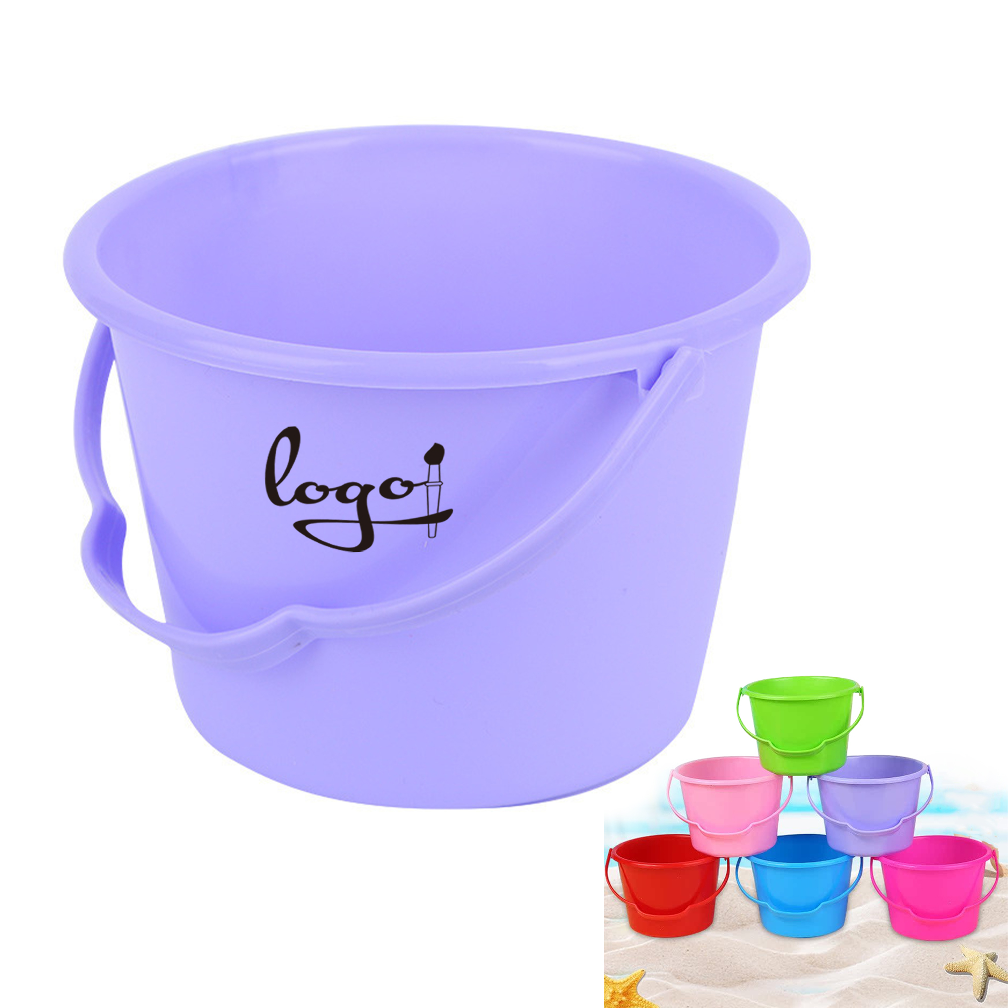 MOQ50 Small Kids Plastic Beach Sand Play Bucket With Handle 2