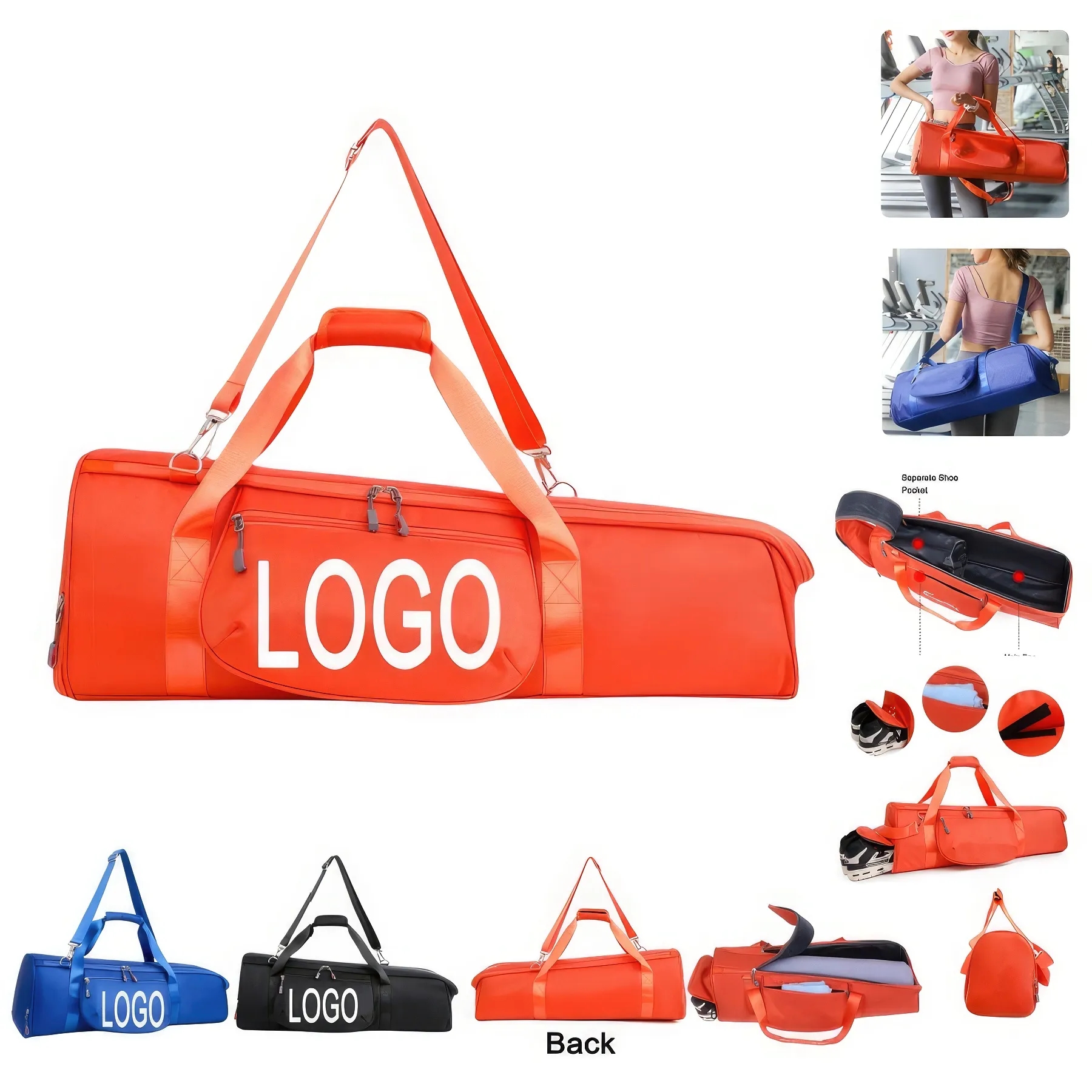 Custom Yoga Mat Shoulder Bag & Gym Shoe Storage Handbag 9