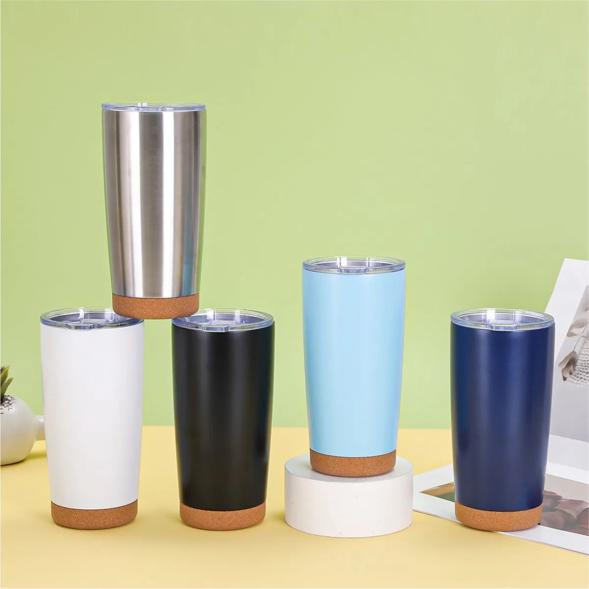20oz. Insulated Stainless Steel Tumbler Cork Base Travel Cup 3