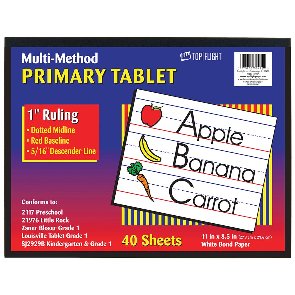 Multi-Method 1" Ruled Primary Tablet - 40 Sheets 1