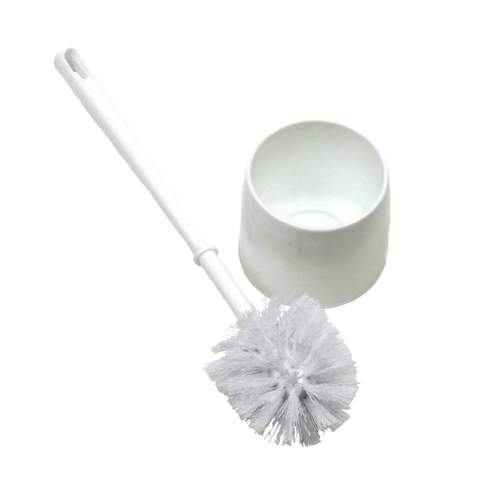 Toilet Brush with Caddy - White 15" 2