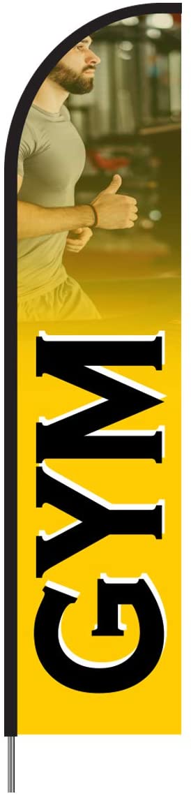 Gym Sign Feather Flag Kit 15' Feet Feather Flag Sign Outdoor Banner 2