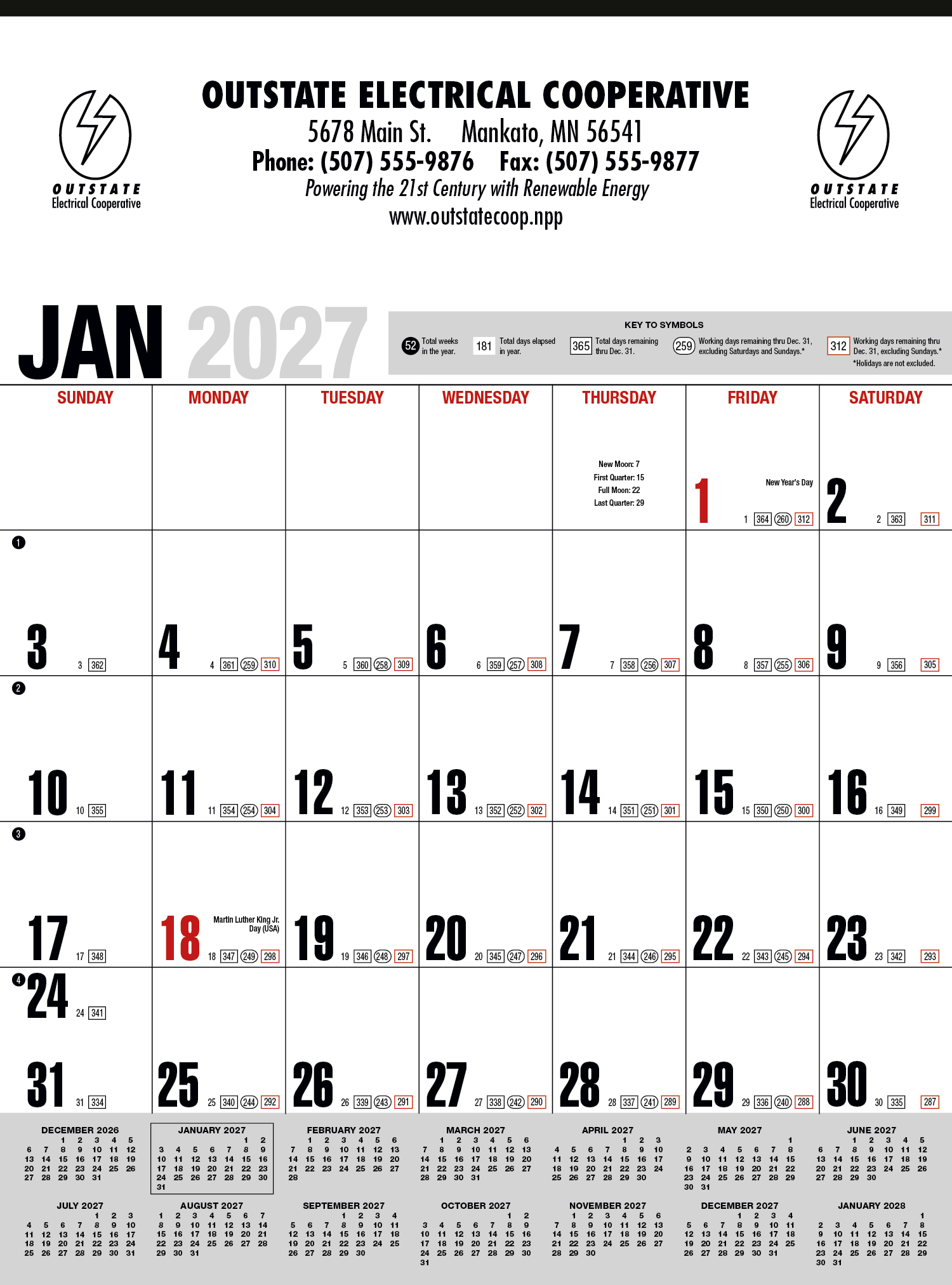 HotLine® Products Yearly Record® Gray with Red Calendar 5