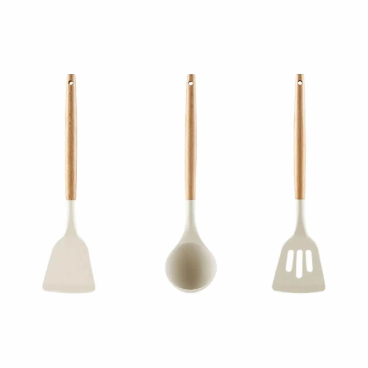 Silicone Wooden Handle Kitchen Utensil Set (Non-Stick Safe 2