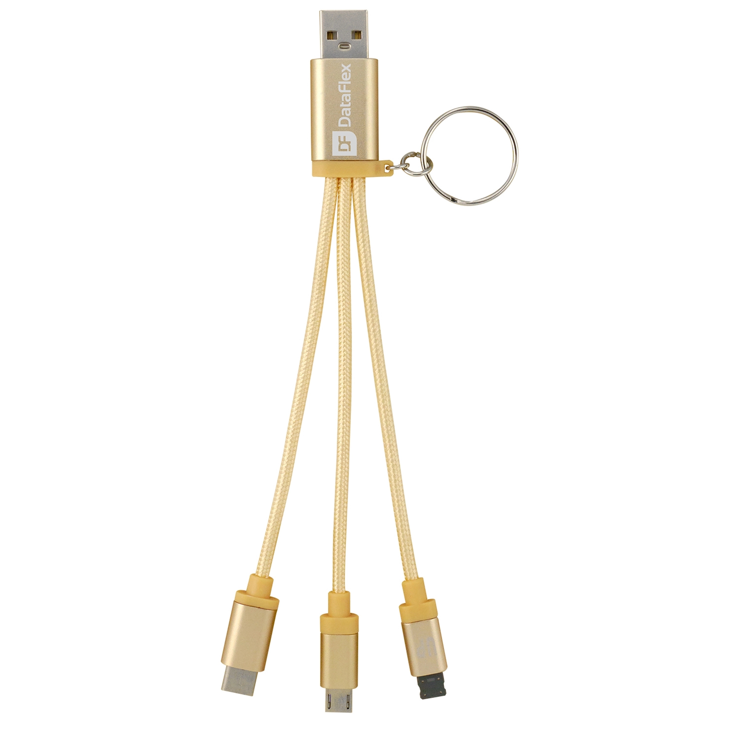 Metallic 3-in 1 Keychain Cable with Type C USB 2