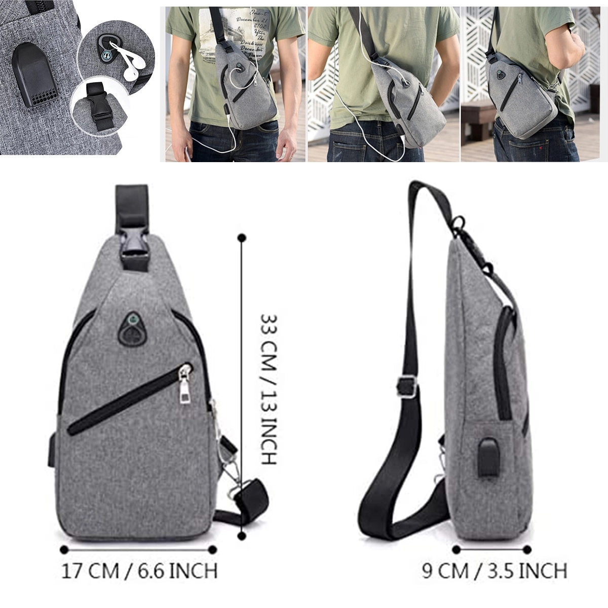 Unisex Sling Bag Chest Shoulder Backpack 4