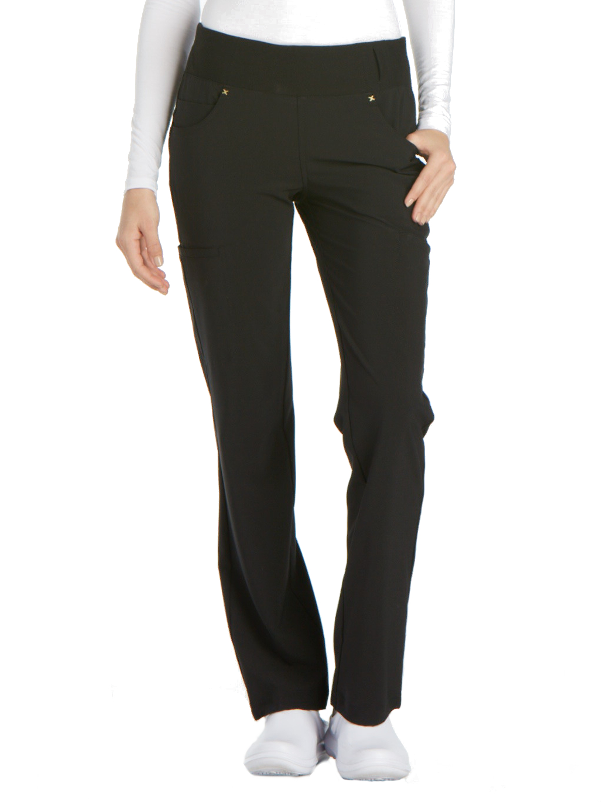 Cherokee - iFlex - Mid Rise Straight Leg Comfort Knit Waistband Pull-on Pant 31