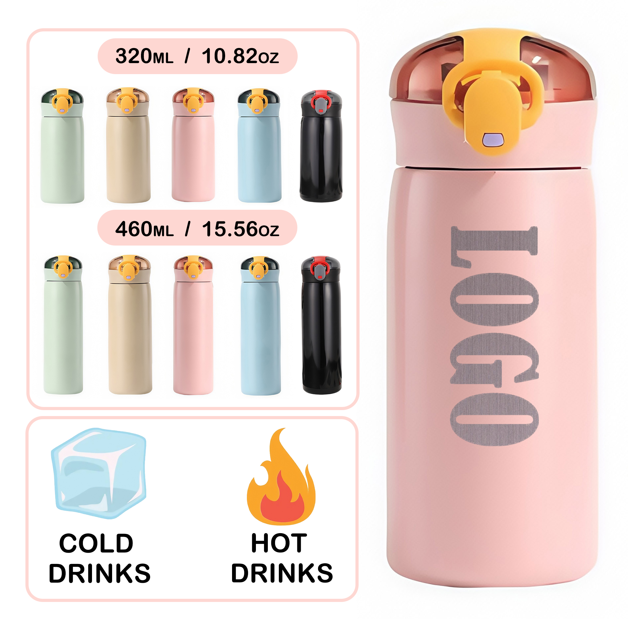 11oz Custom Logo Stainless Tumbler with Collapsible Straw & Anti-Slip Base 2