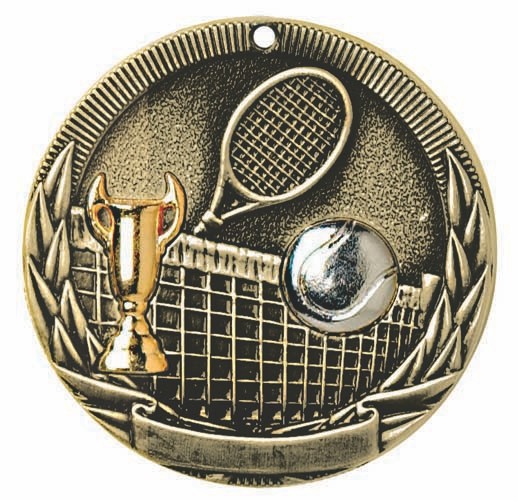 Tennis Tri-Colored Medal 2" 2