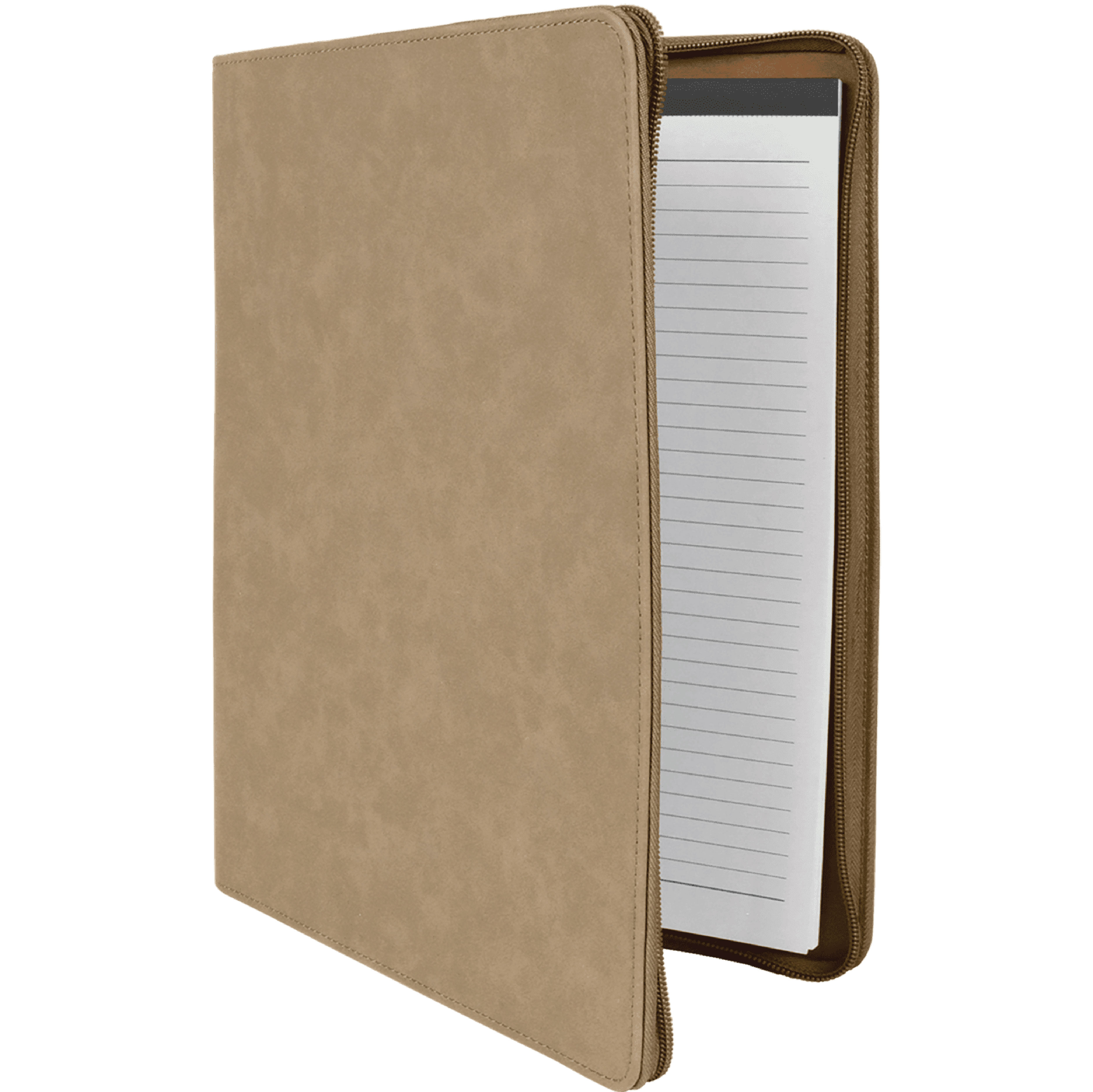 9" x 12" Leatherette Light Brown Portfolio with Zipper 9