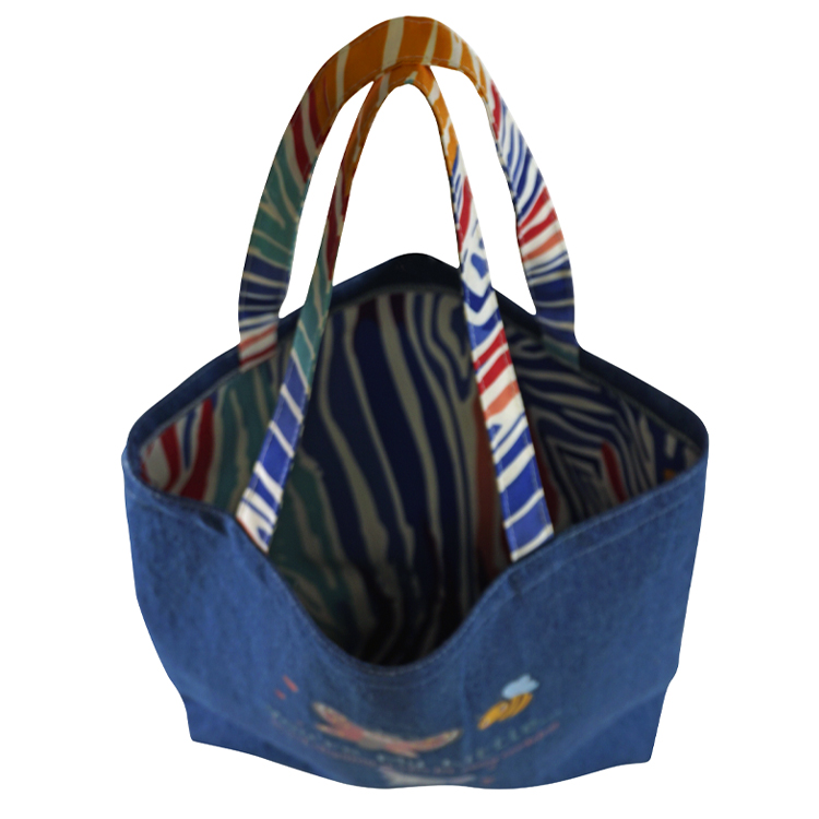 Bottom Gusset Denim Tote, with Sub Handles & Sub Liner 4