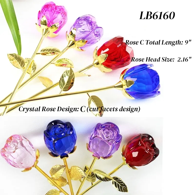 Wholesale Red Crystal Rose in Vase Flower Bouquet Gift Set 4