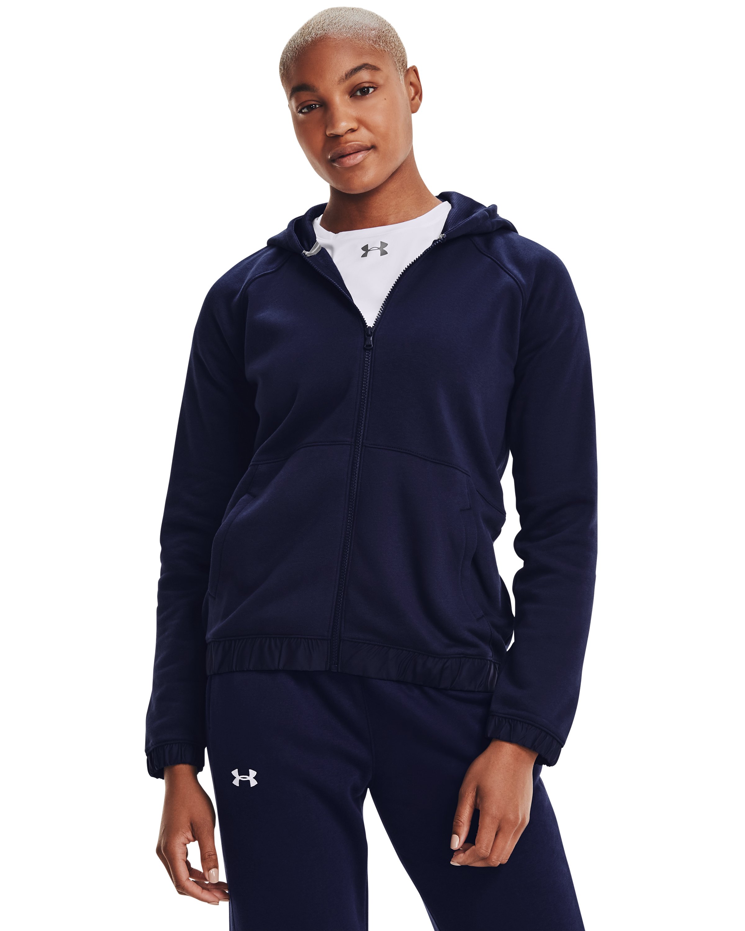Women's UA Hustle Fleece Full Zip Hoodie, custom hoodie or sweatshirt with logo imprint 2