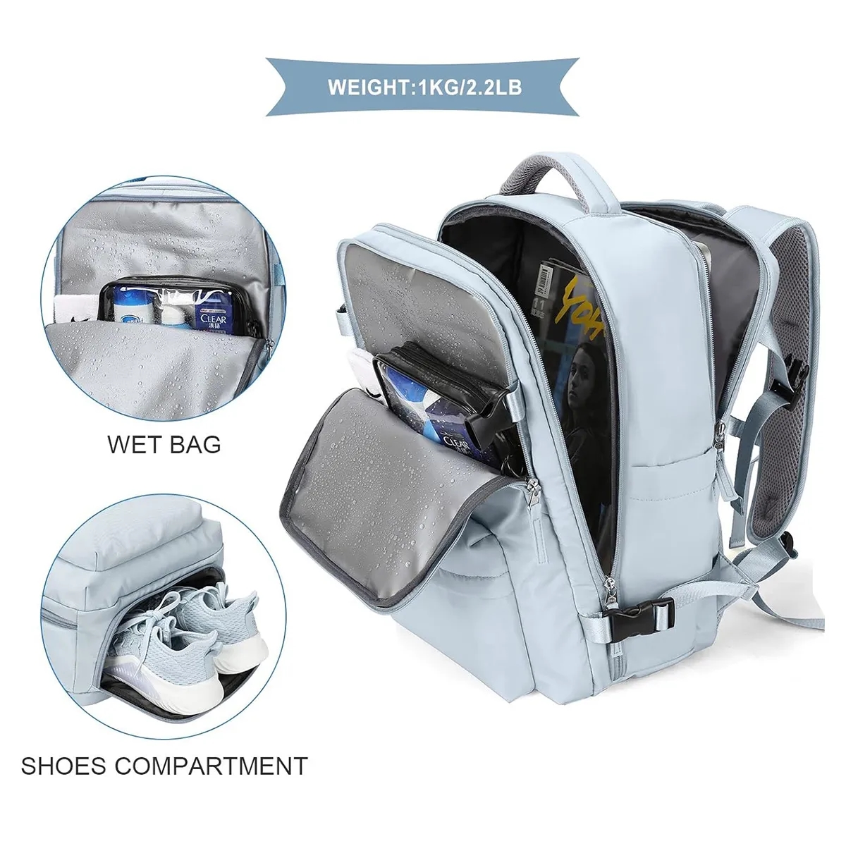 Expandable Flight Approved Backpack With Shoe Compartment 2