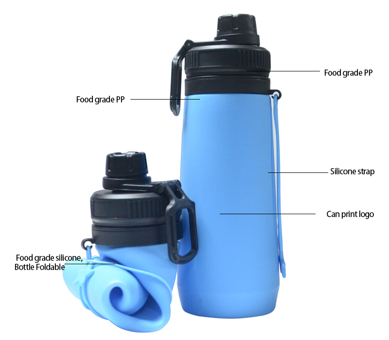 Foldable Silicone Water Bottle, 23 oz. 7
