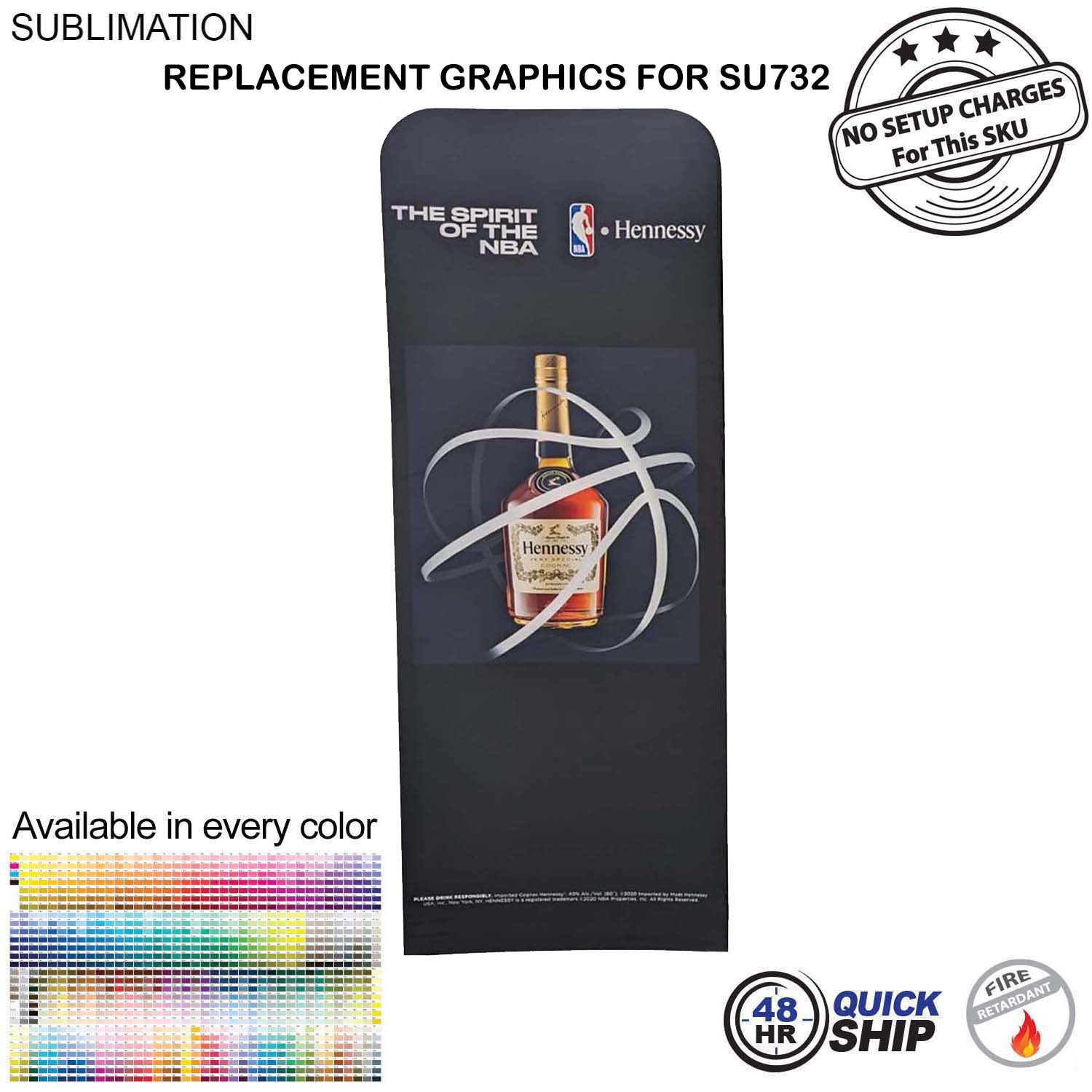 48Hr Quick Ship - Replacement Graphics Double Sided 3'W x 96"H EuroFit Tension Fabric Slip on Cover 13