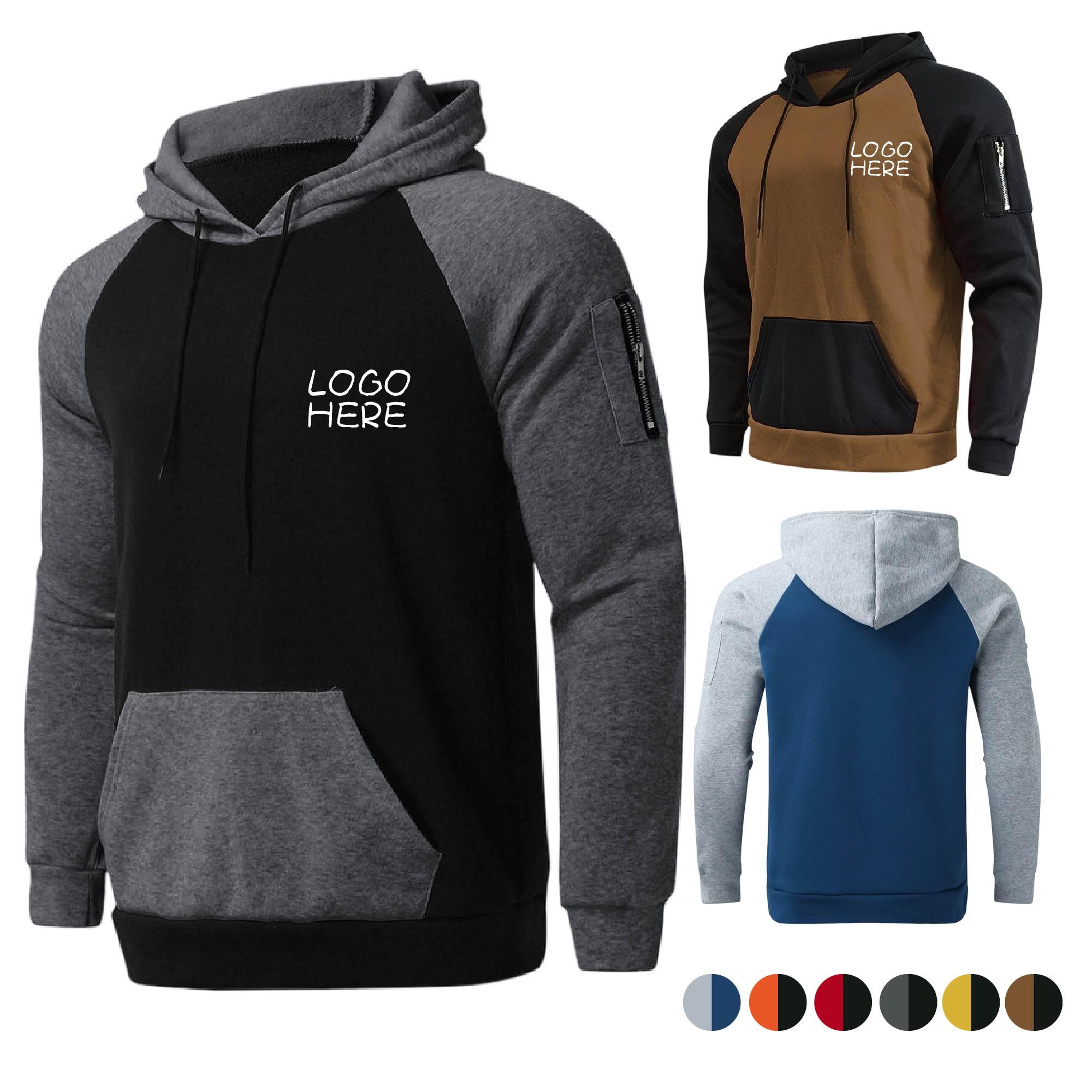 Men Long Sleeve Hooded Sweatshirt, custom hoodie or sweatshirt with logo imprint 2