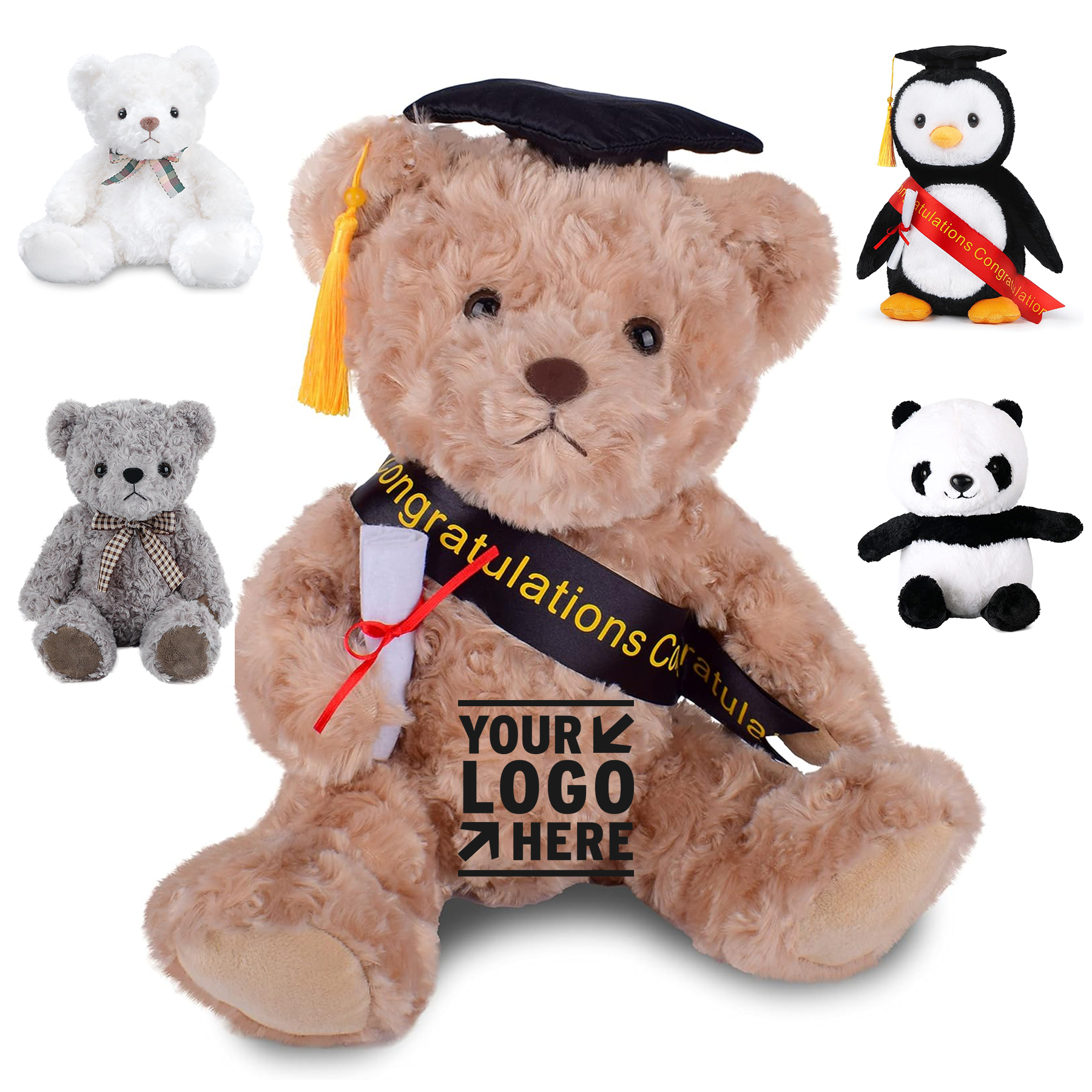 Graduation Plush Stuffed Toy Bear, promotional toy with logo imprint 1