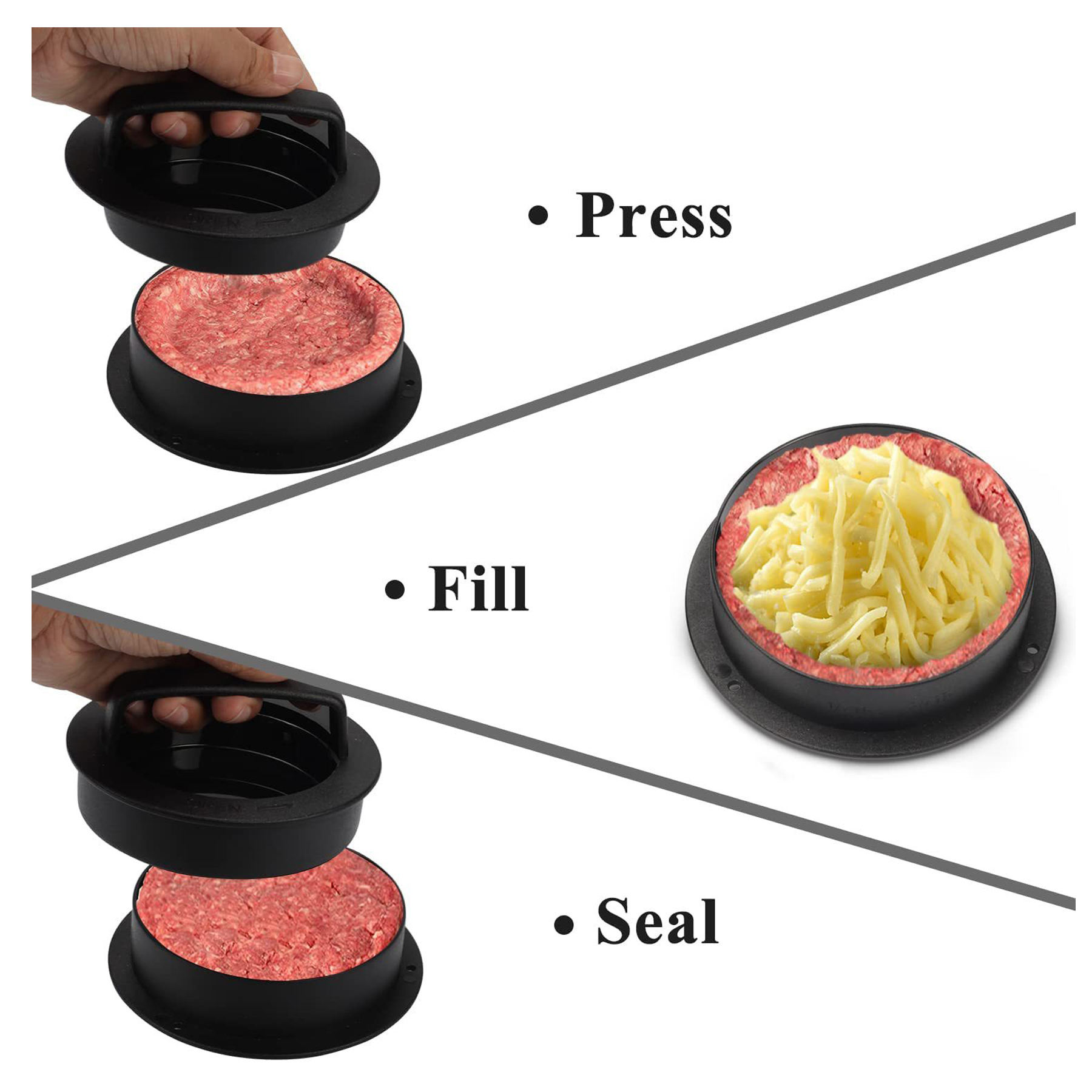 3-in-1 Burger Press with 100 Free Patty Papers 3