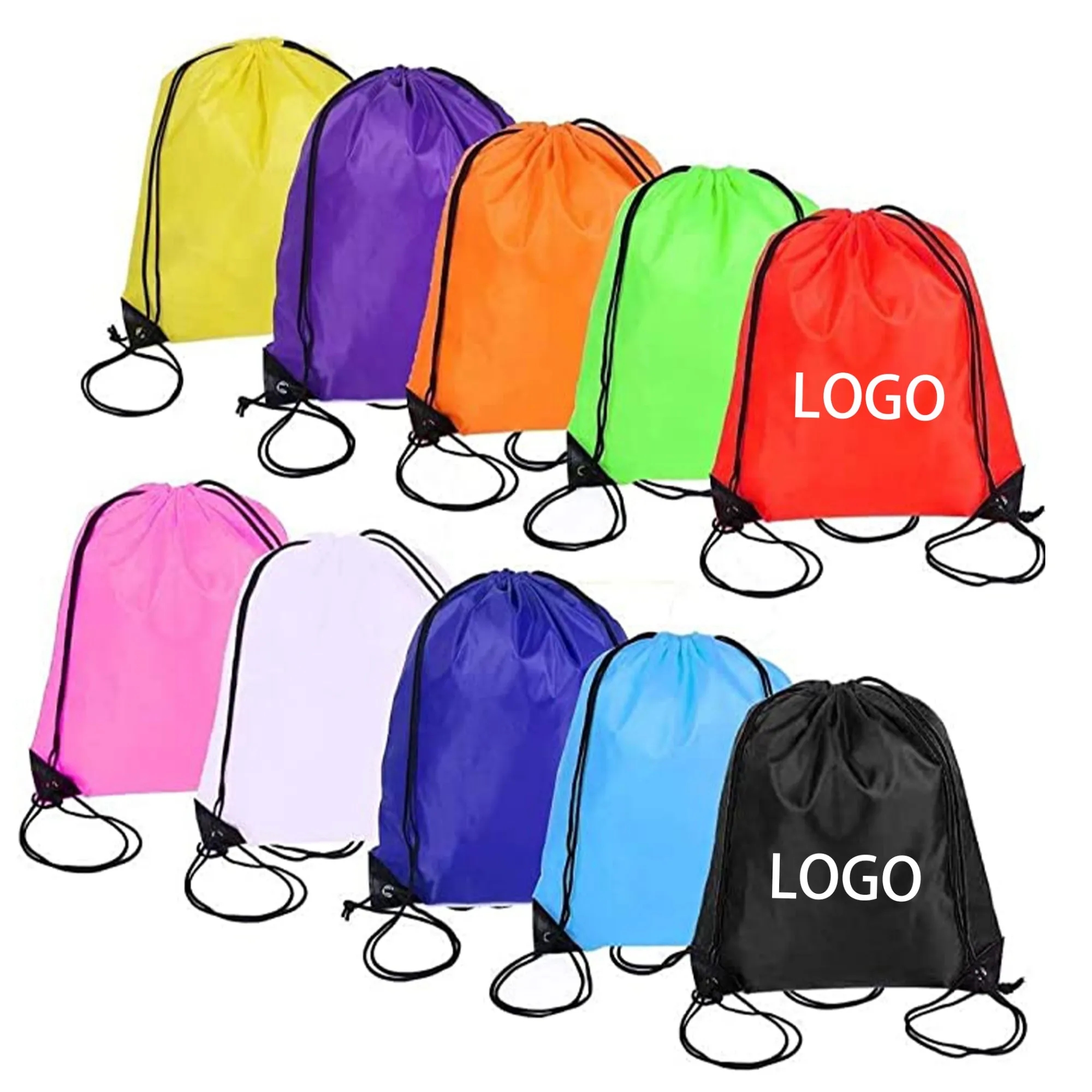 MOQ 20PCS Full Color Nylon Cinch Gym Drawstring Bag Backpack 4