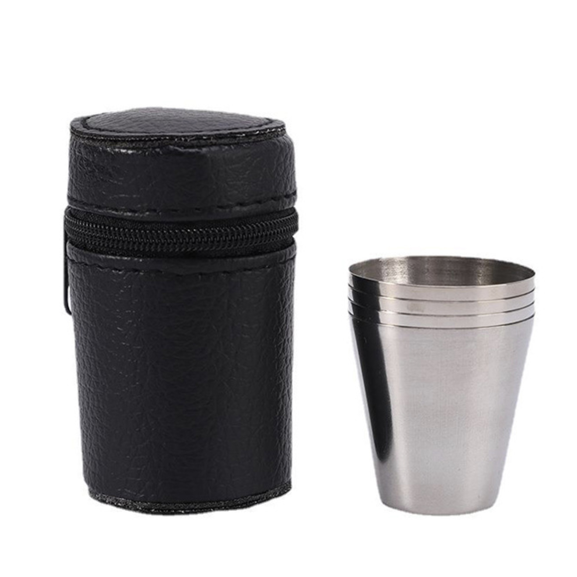 Set of 4 Stainless Steel Shot Cups Drinking Vessel With Black Case 2