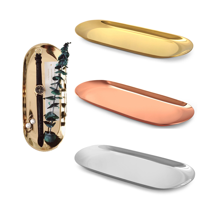 Nordic Style Metal Oval Tray for Storage 1