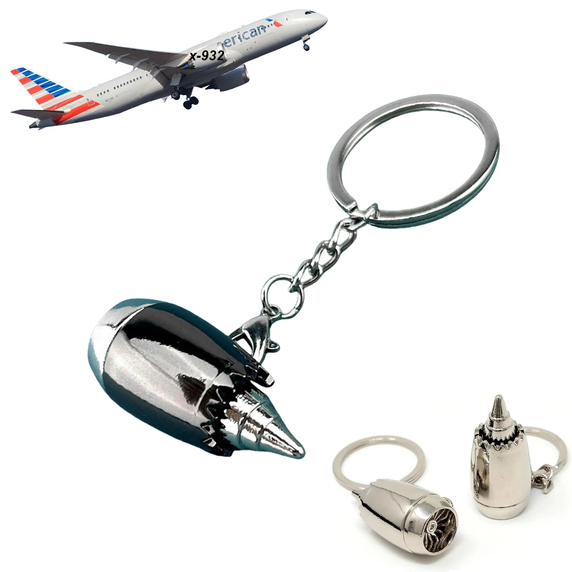 Metal Aircraft Engine Keychain