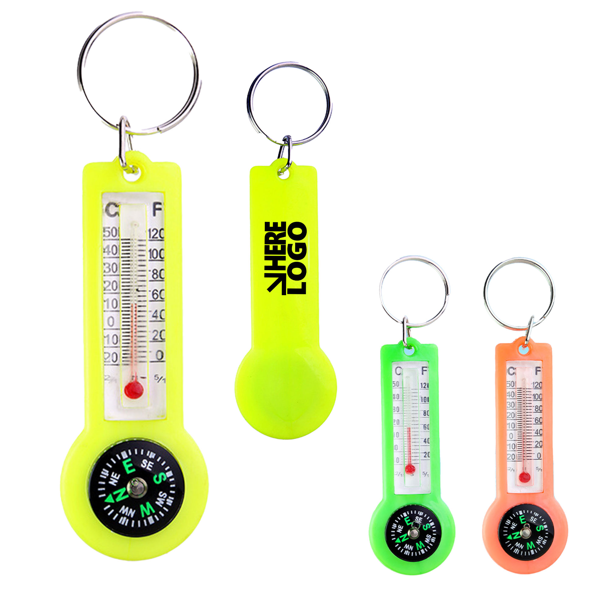 MOQ 20 Thermometer Compass Key Tag Outdoor Hiking 2