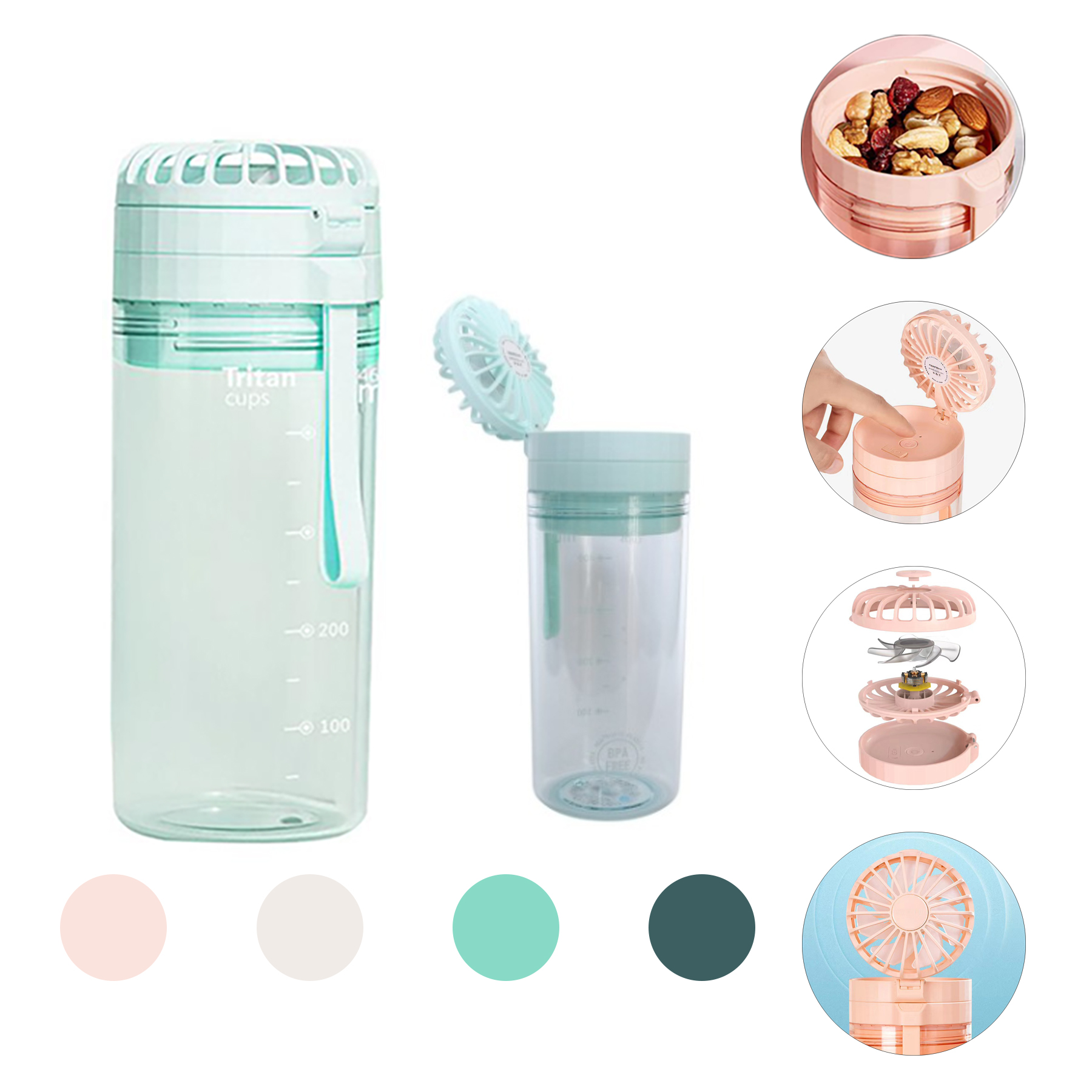 460ML Portable Water Bottle With Fan 2