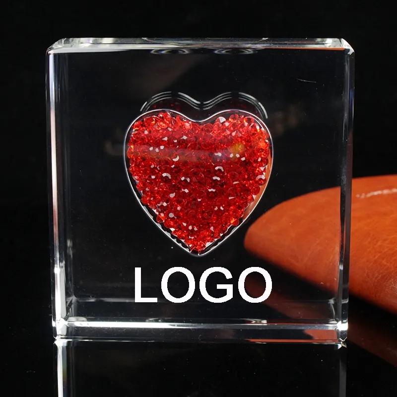 Personalised Red Crystal Heart Glass Keepsake 3