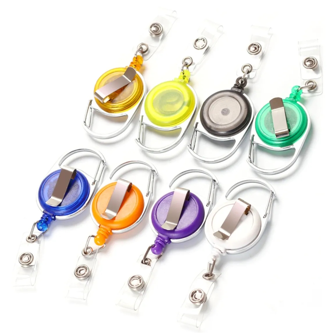 Retractable Carabiner Round Badge Reel with Belt Clip 5