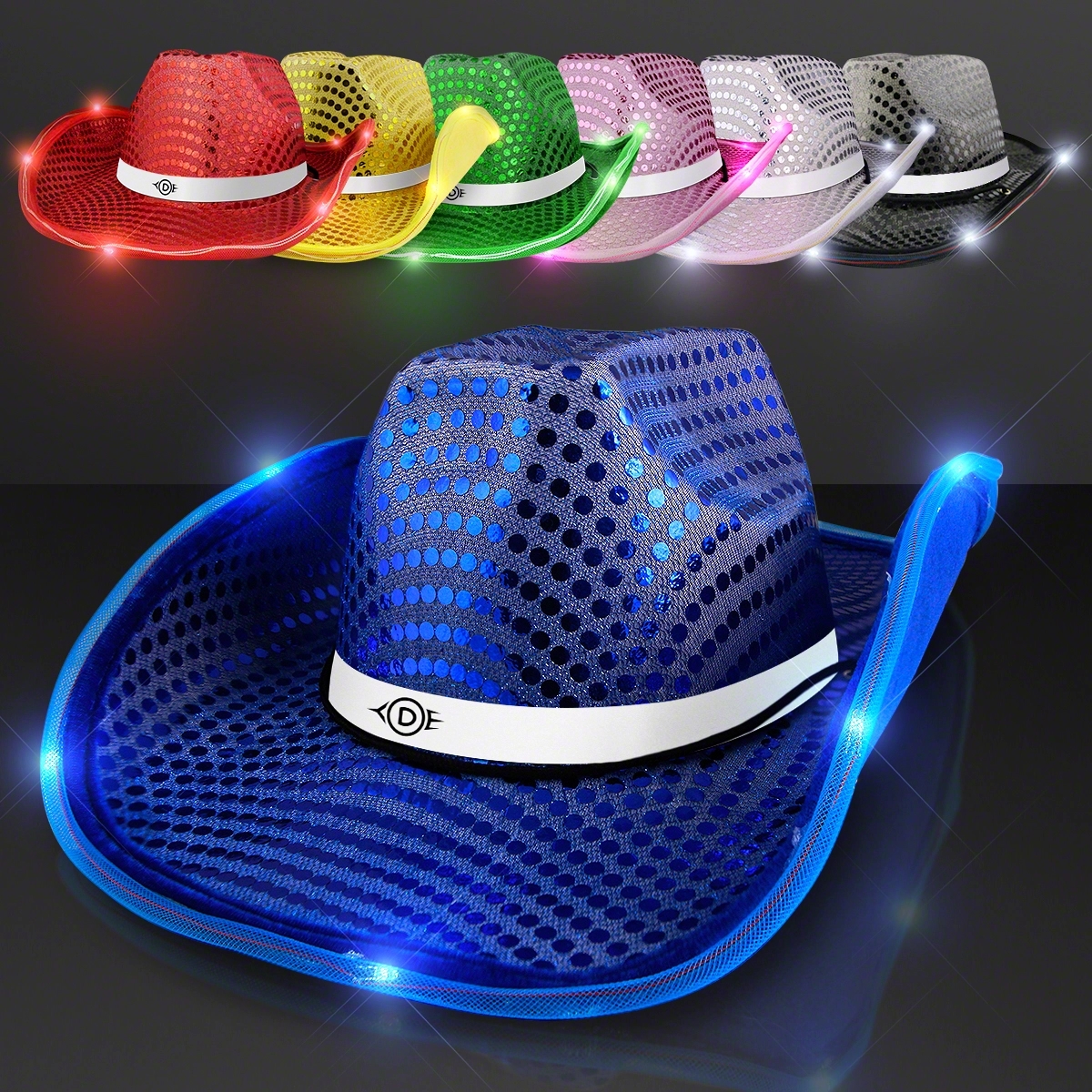 Sequin Cowboy Hat with White Band 6