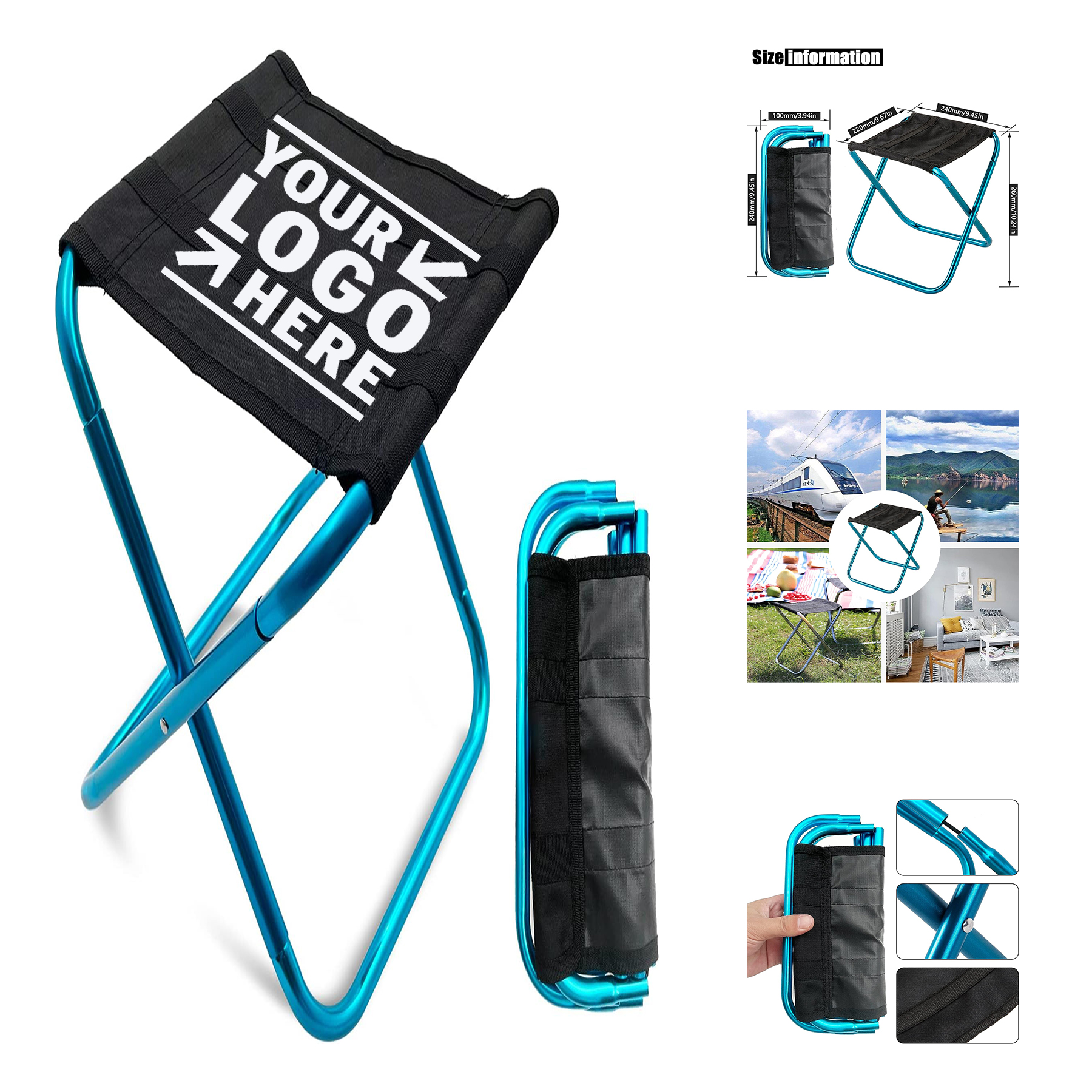 Portable Small Aluminum Alloy Folding Camping Mini Size Mortable Stool Gardening With Carry Bag 2