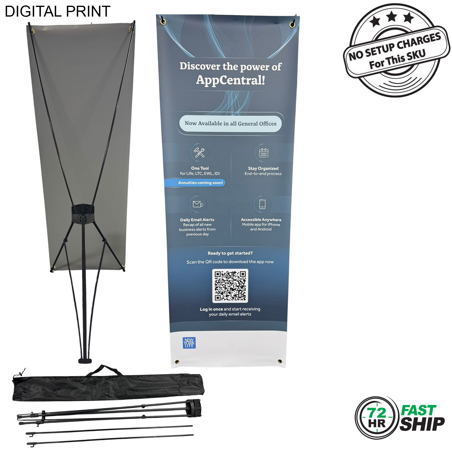 72 Hr Fast Ship -Tripod Banner with Graphics, 23x64, and Bag. NO SETUP CHARGE 3