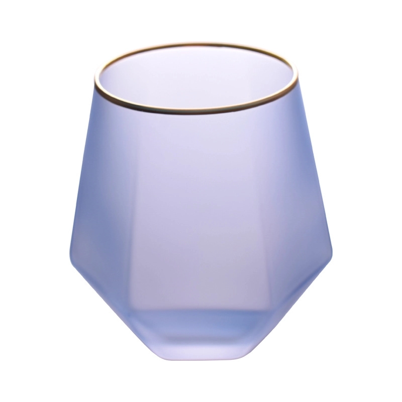 7oz-10oz Frosted Hexagon Glass cup with Gold Lid 7