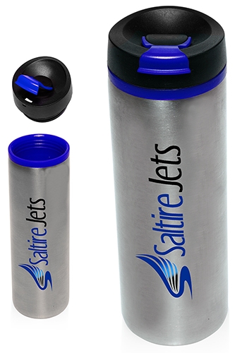 16 oz Stainless Steel Travel Mug w/ Colored Band 2