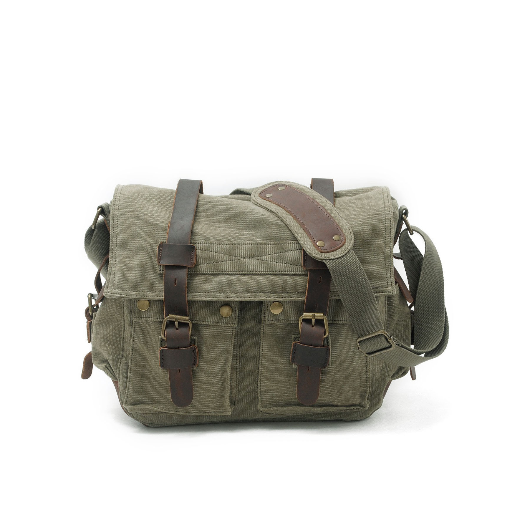 Vintage Military Leather Canvas Bag 9