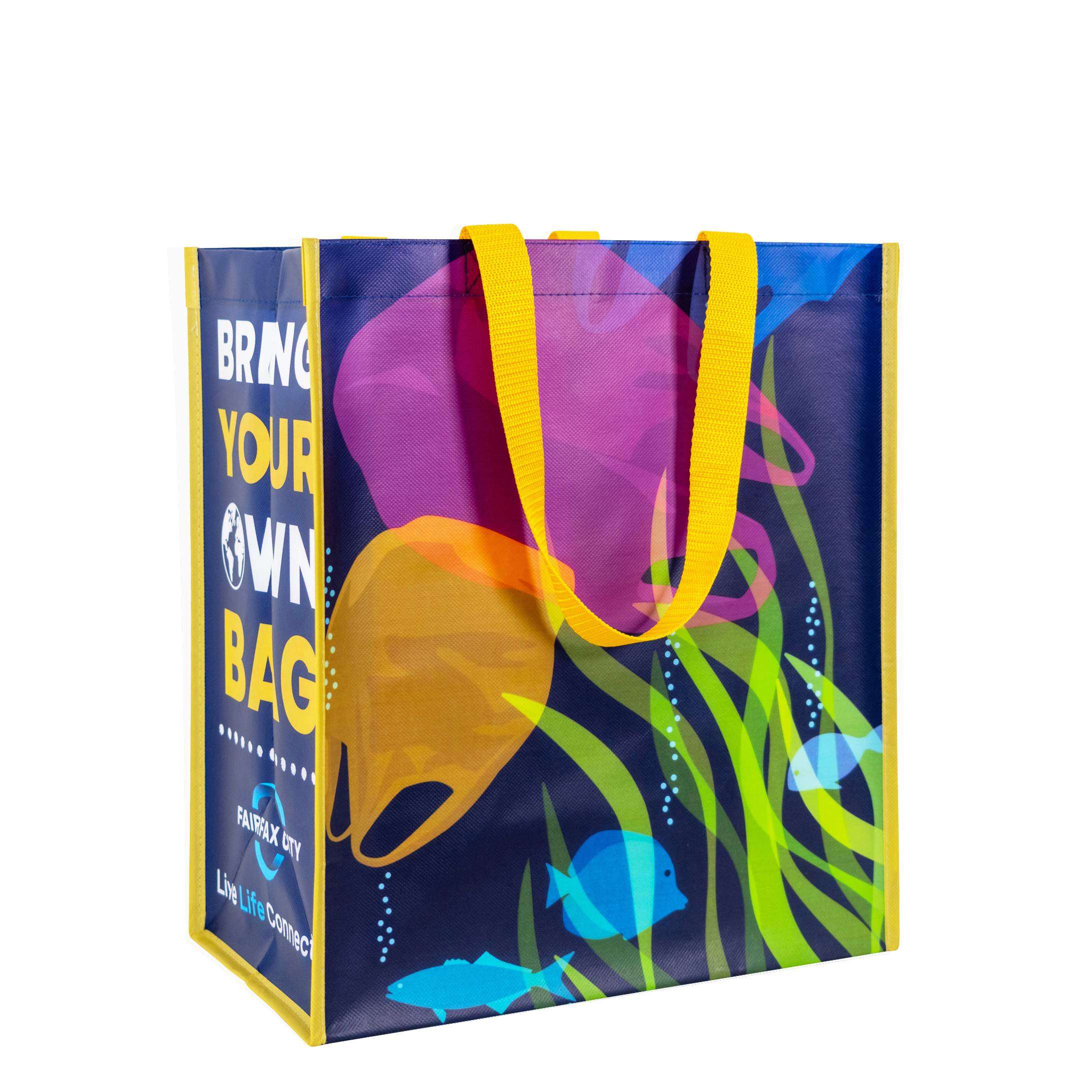 Full-Color Laminated Non-Woven Grocery Tote Bag 13"x15"x8" 2