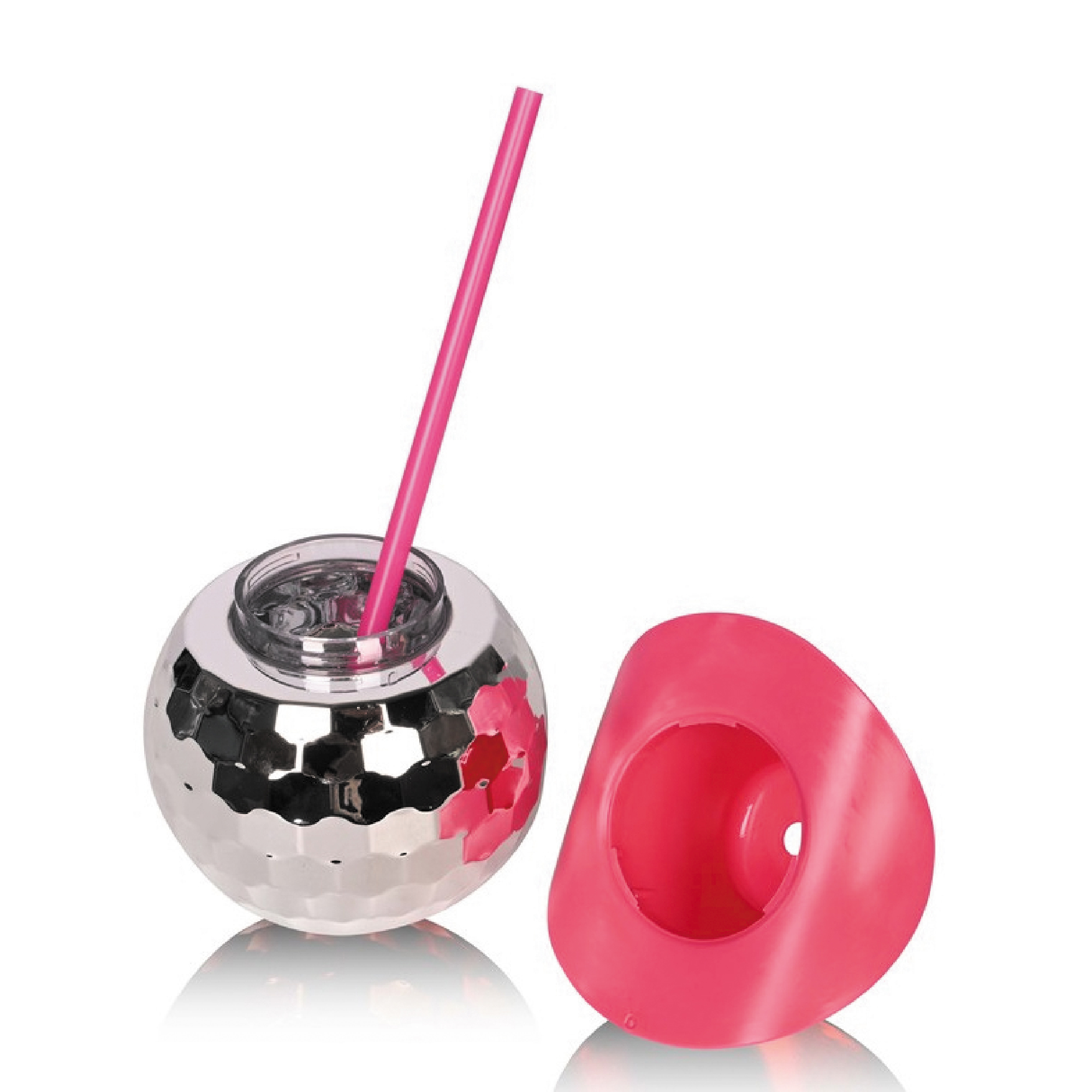 20Oz Disco Ball Drinking Cup with Pink Cowboy Hat 4