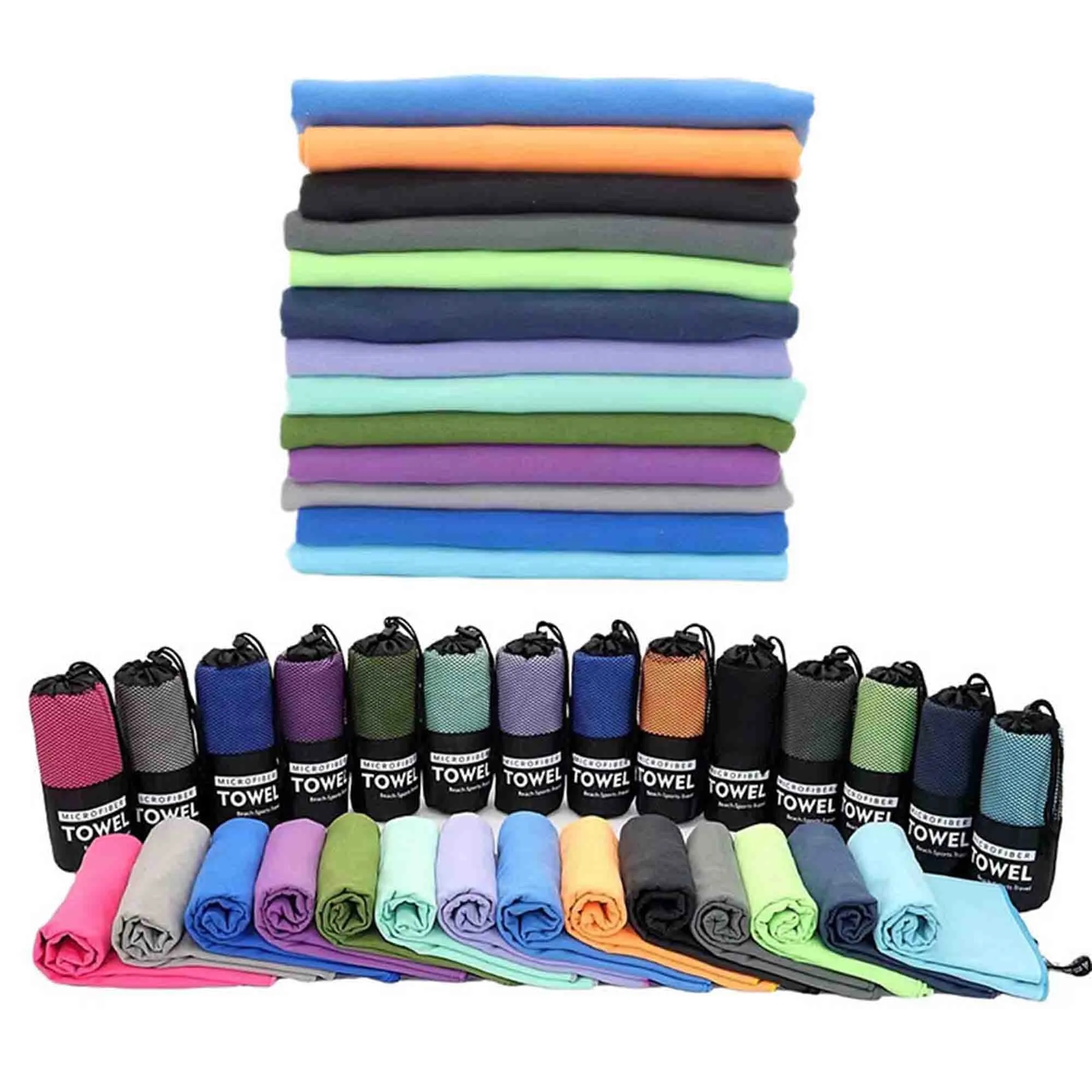 Lightweight Microfiber Travel Towels w/Bag Fast Drying