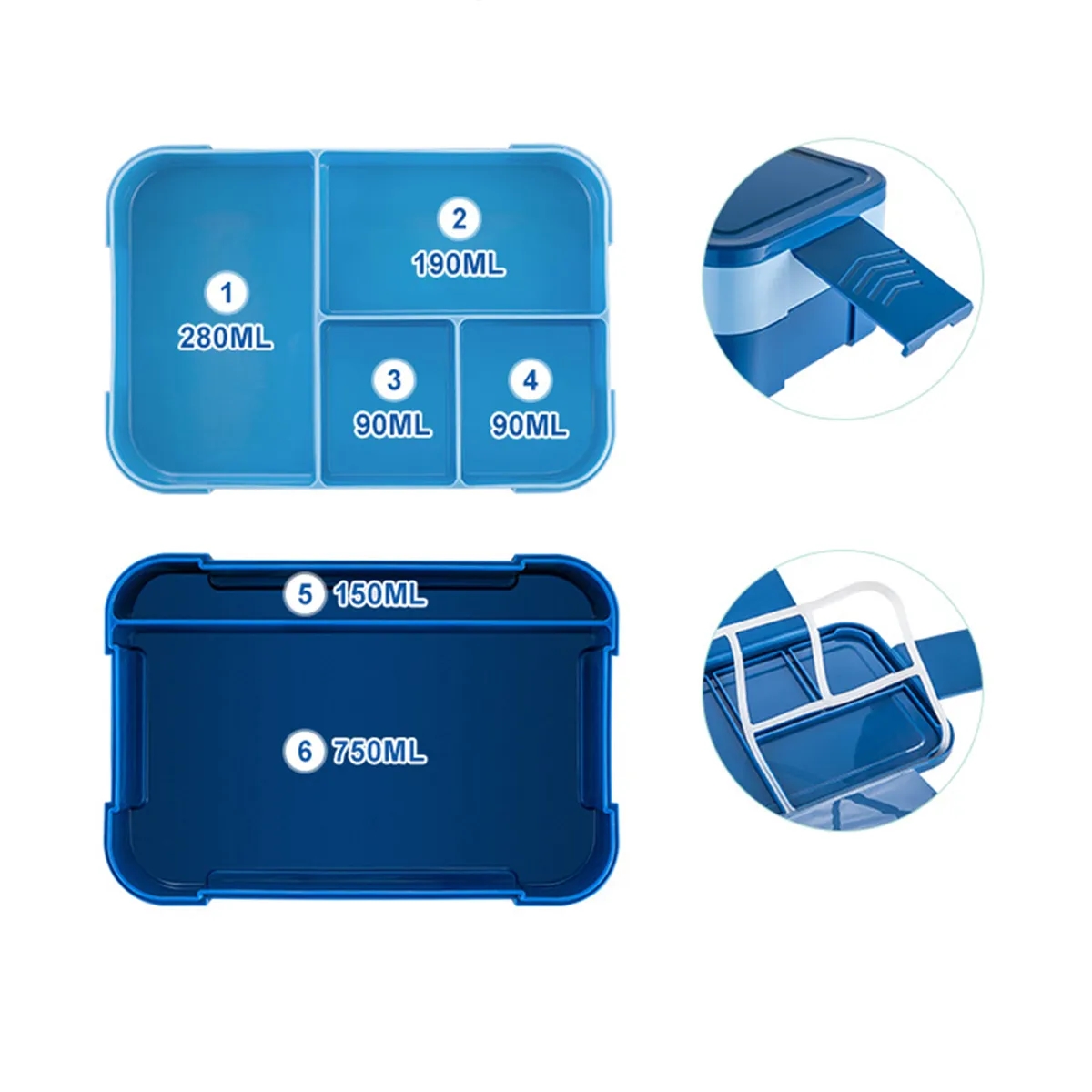 Double Bento Lunch Box with Leakproof Sauce Containers 2