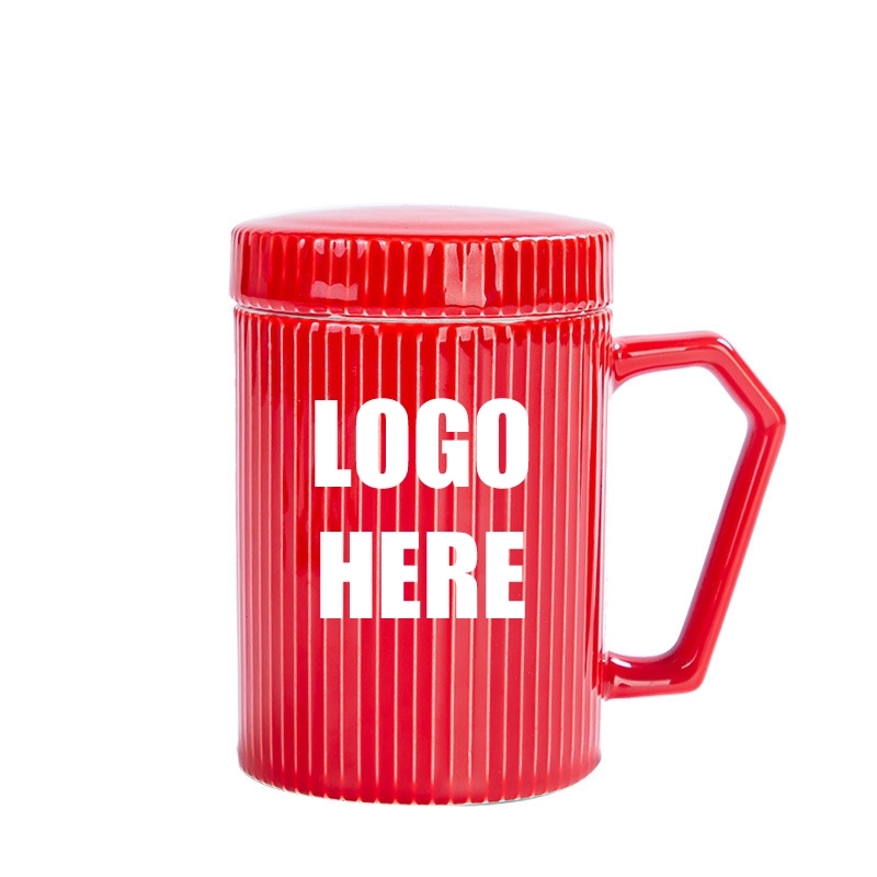 Custom 12 Oz Creative Striped Ceramic Mug 5