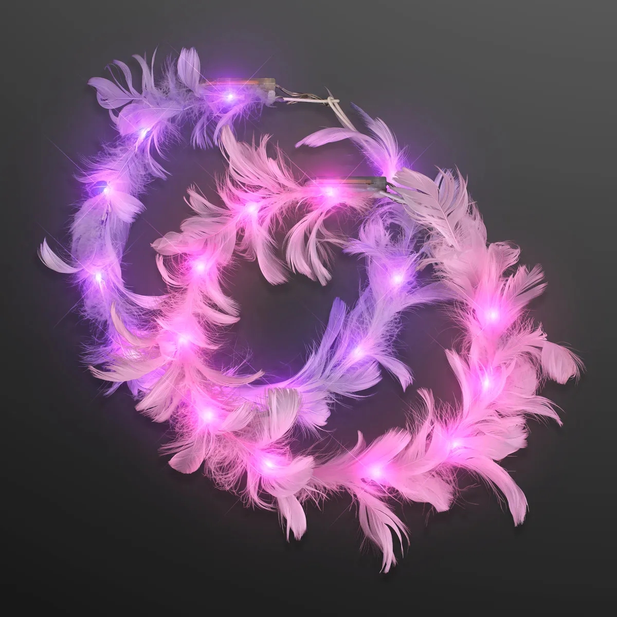 LED Feather Crown Headbands, Assorted Pink and Purple 2