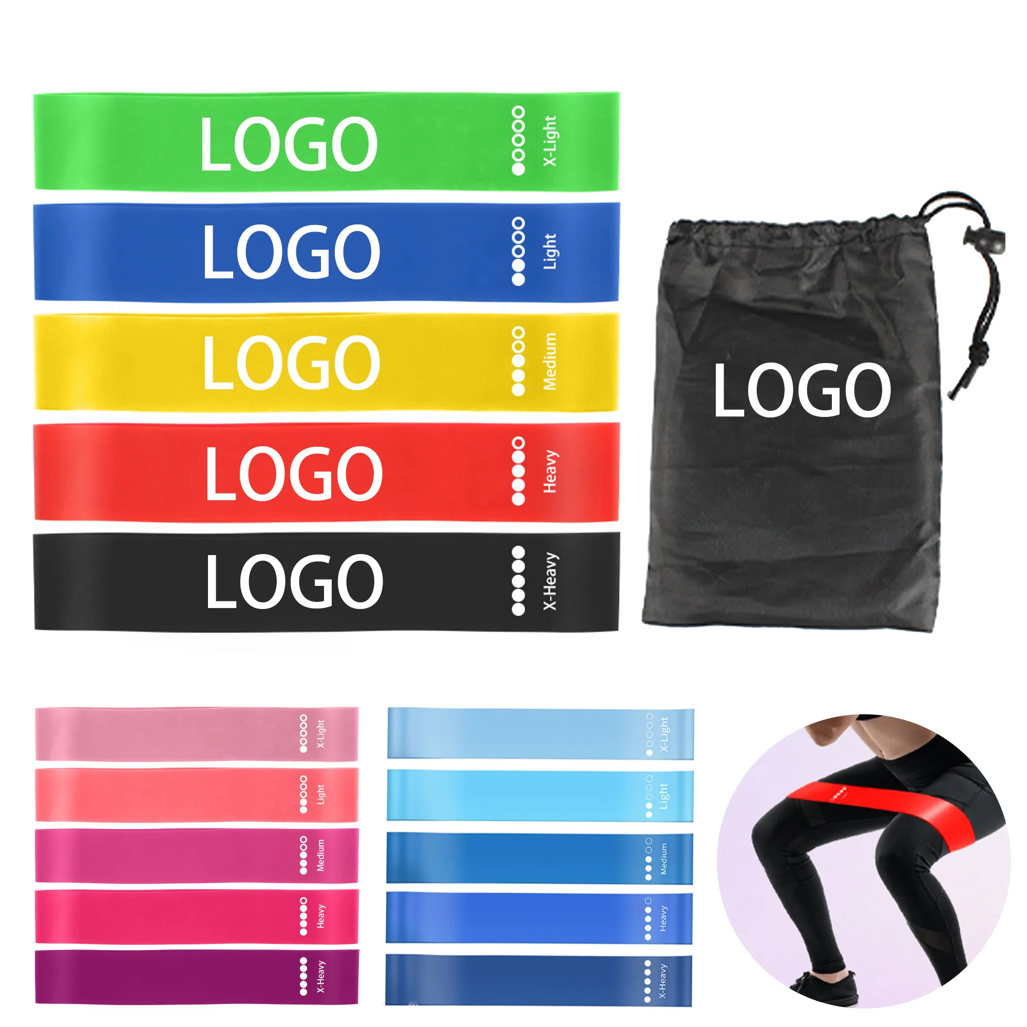 5 Pack TPE Resistance Loop Bands Set with Storage Pouch 2