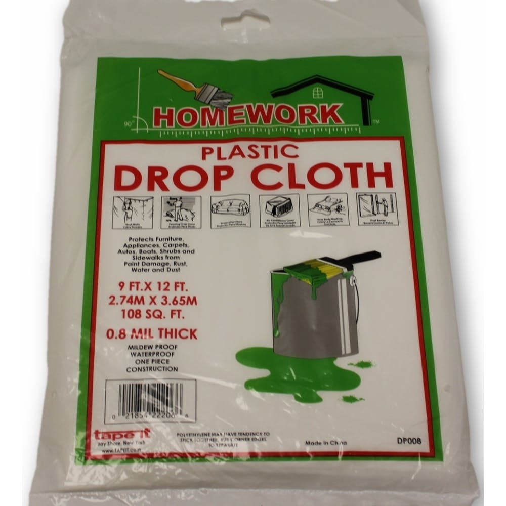 Plastic Drop Cloths - Clear 12' x 9', promotional household item with logo imprint 2