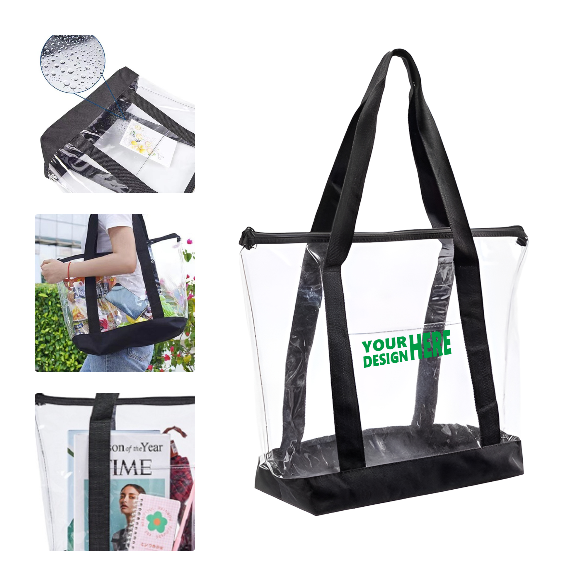 MOQ 50 Transparent PVC Tote Bag Large Capacity Travel Beach Bag 1
