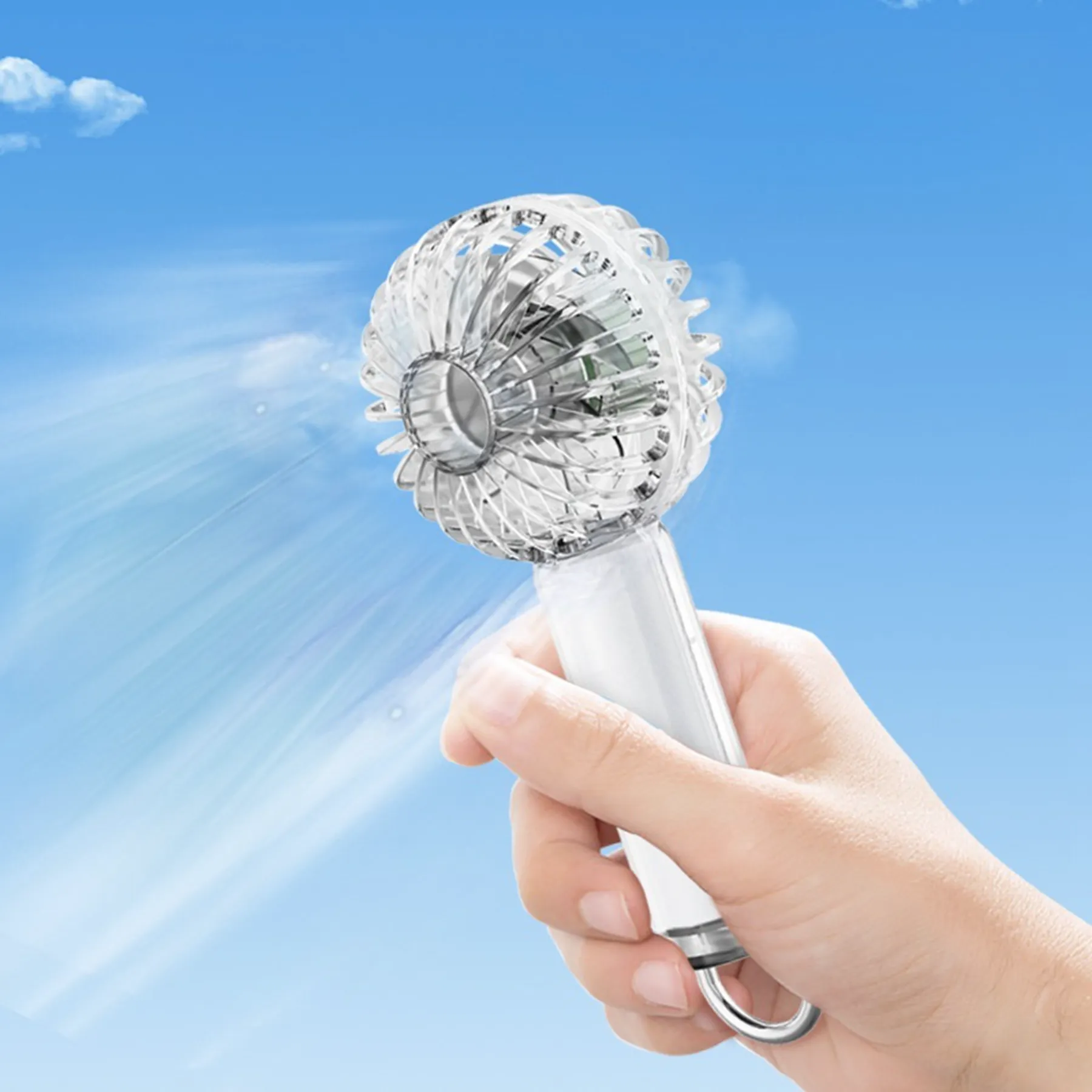 1200 mAh Clear Rechargeable Y53 Mini Hand Held Cooler Fan 7