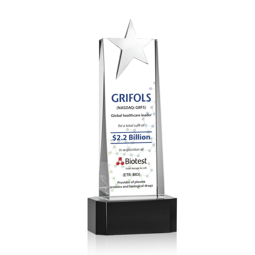 Fanshaw Silver Star VividPrint™ Award On Base - Black 7
