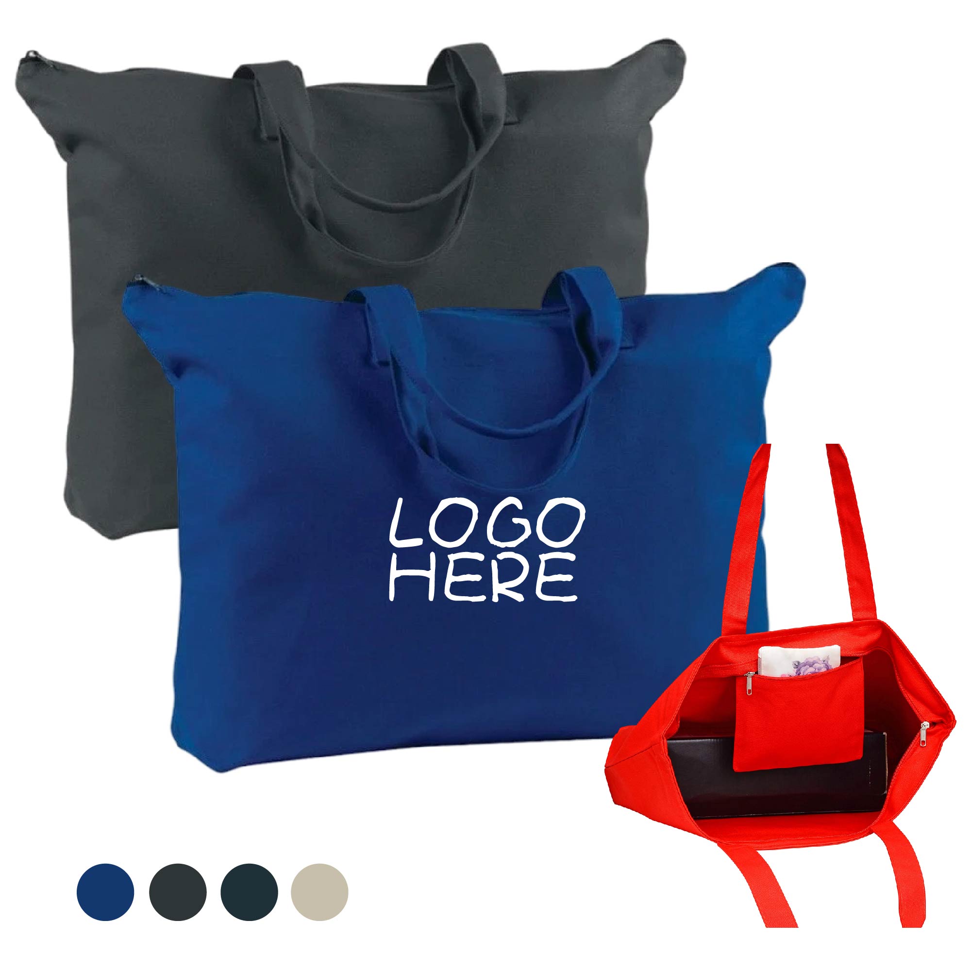 Canvas Zippered Tote, custom tote bag with logo imprint 4